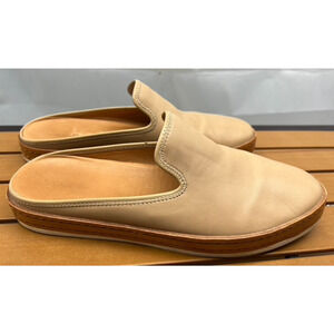 VINCE. Womens Beige Notched Canella Toe Platform Slip On Leather Mules 9 M